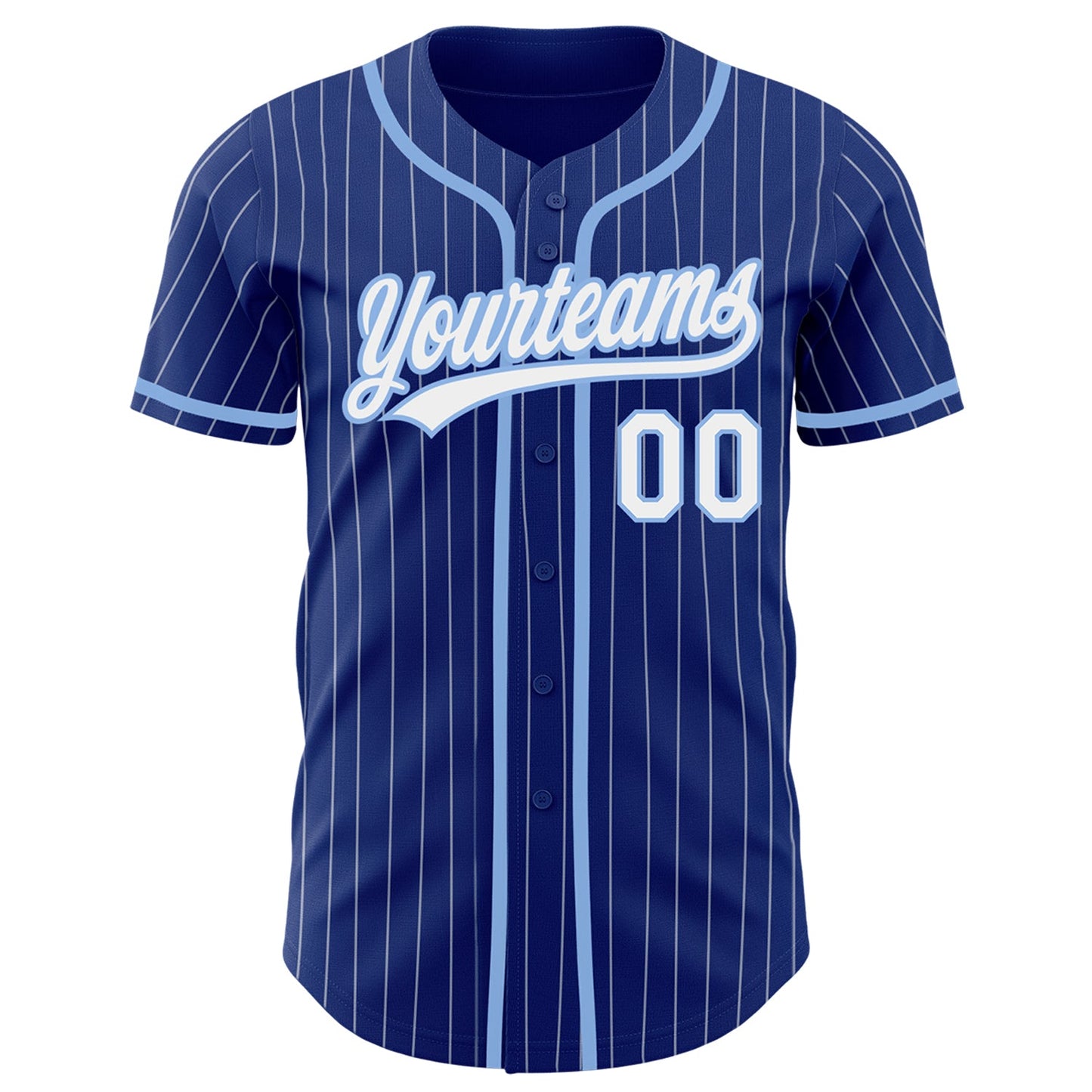 Custom Royal White Pinstripe Light Blue Authentic Baseball Jersey view 2