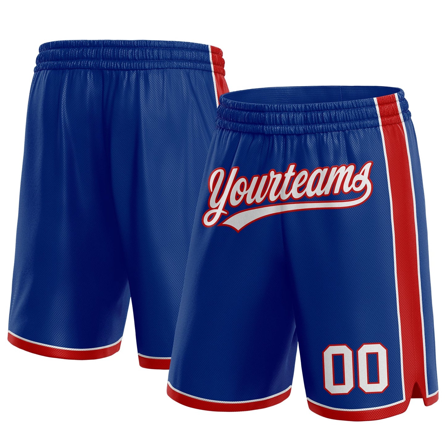 Custom Royal White-Red Authentic Basketball Shorts - Main View
