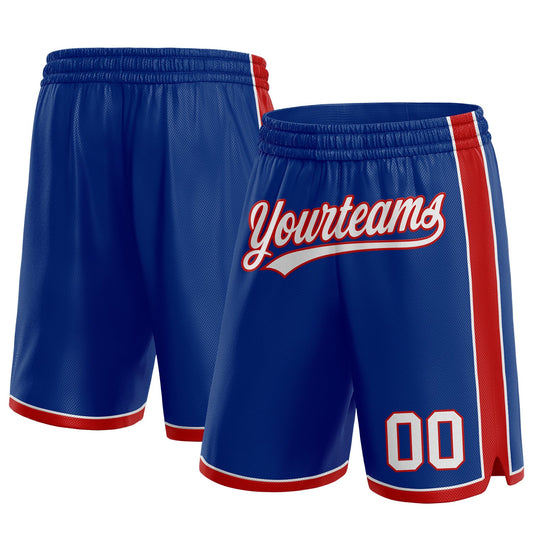 Custom Royal White-Red Authentic Basketball Shorts - Main View