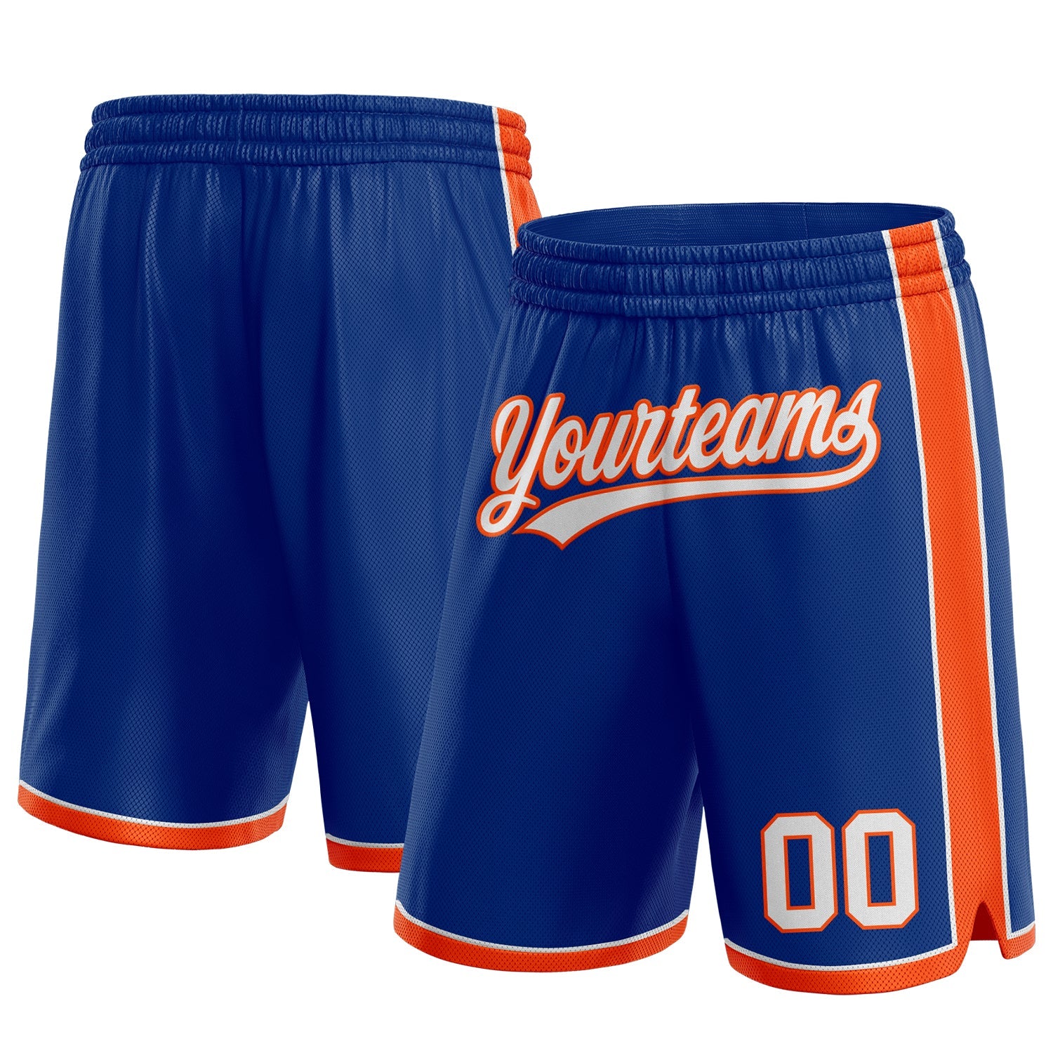 Custom Royal White-Orange Authentic Basketball Shorts - Main View