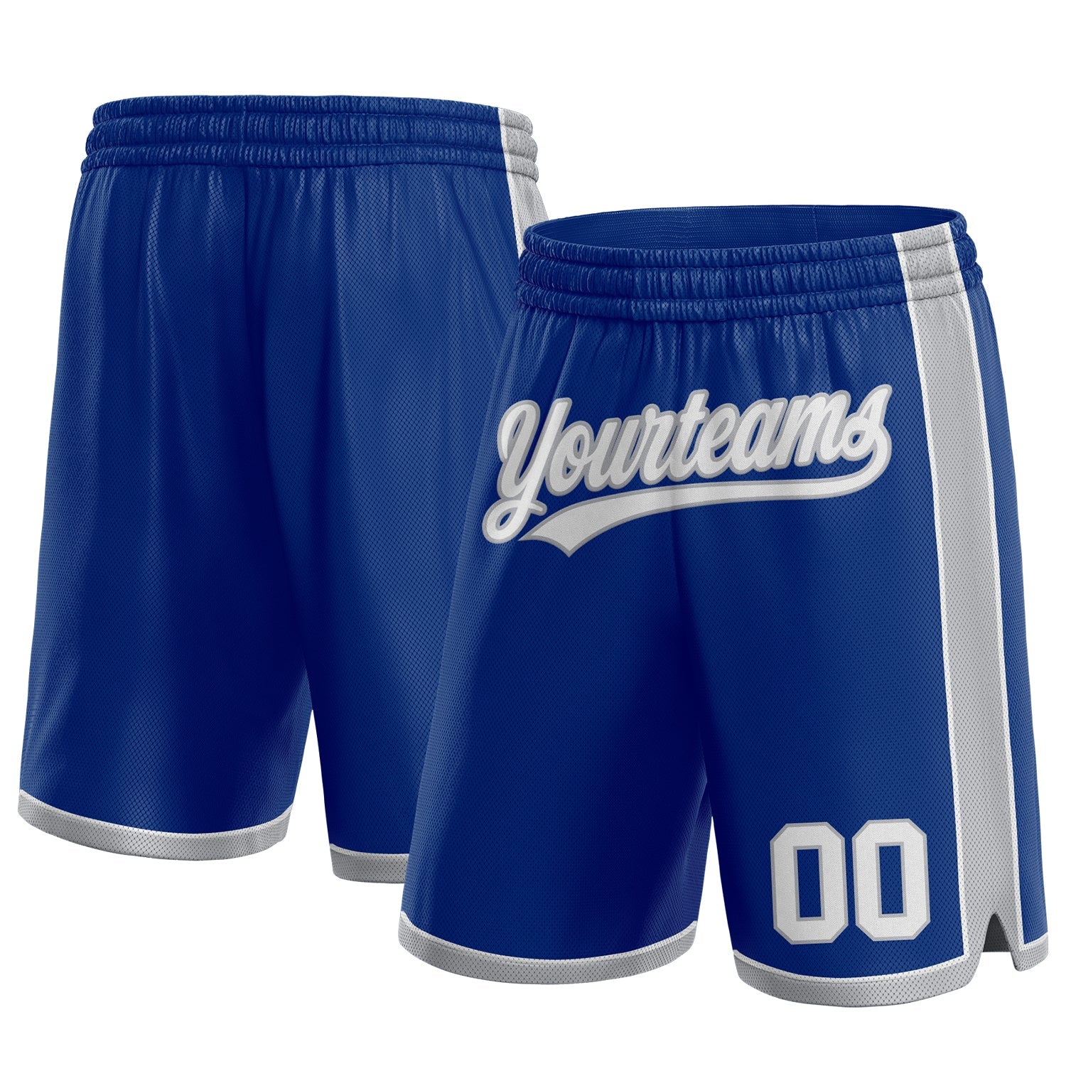 Custom Royal White-Gray Authentic Basketball Shorts - Main View