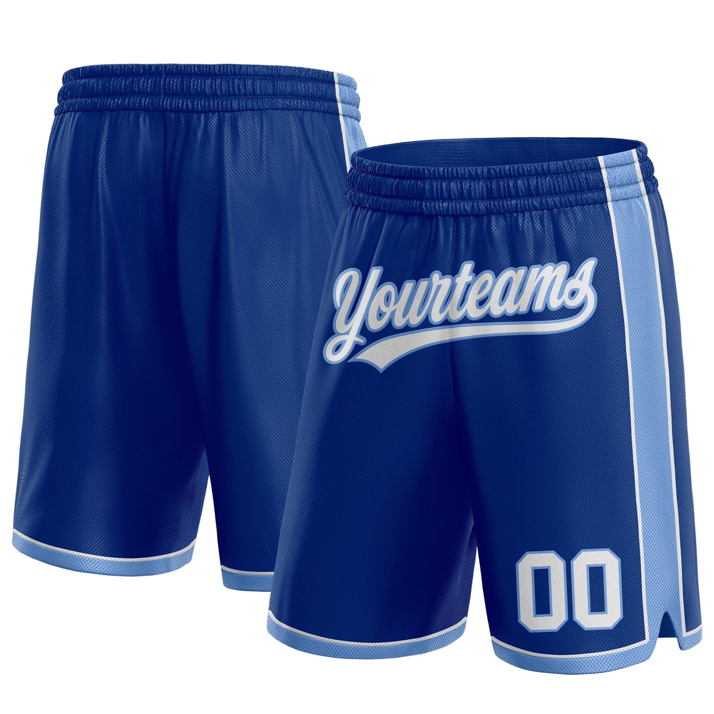 Custom Royal White-Light Blue Authentic Basketball Shorts - Main View