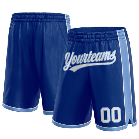 Custom Royal White-Light Blue Authentic Basketball Shorts - Main View
