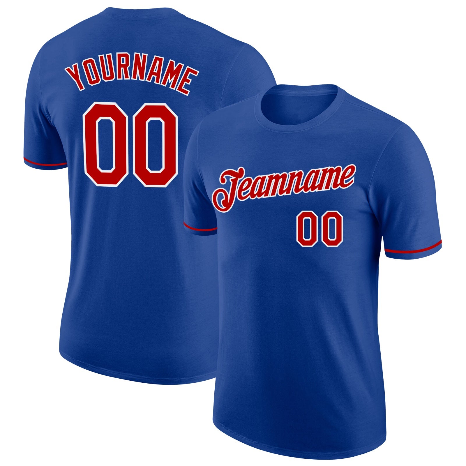 Custom Royal Red-White Performance T-Shirt - Main View
