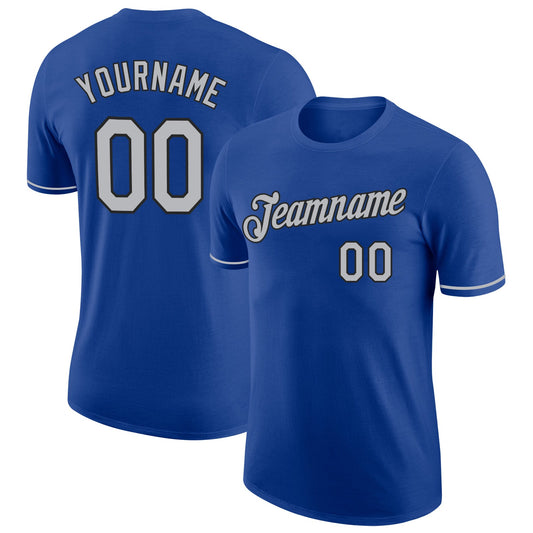 Custom Royal Gray-Black Performance T-Shirt - Main View