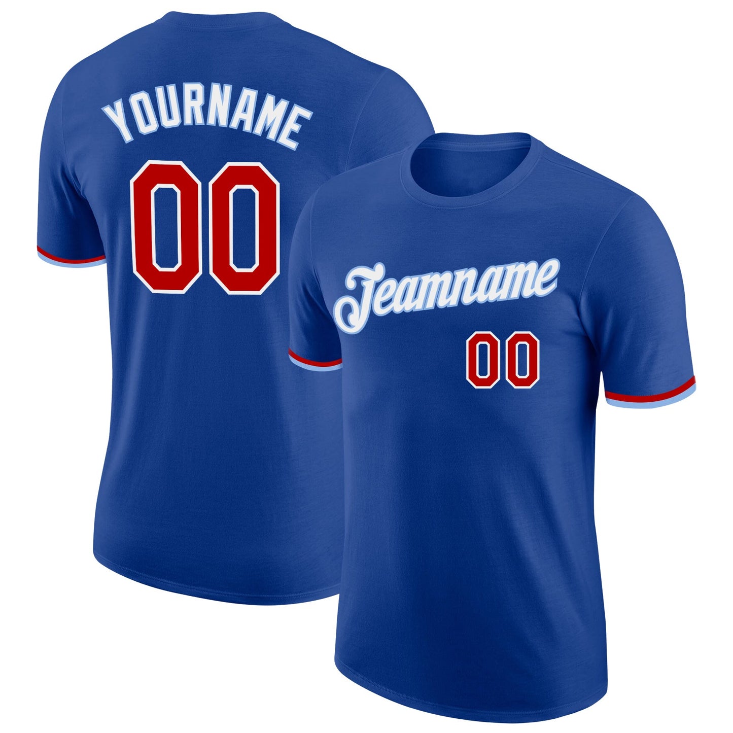 Custom Royal Red-White Performance T-Shirt - Main View