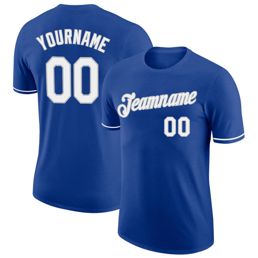 Custom Royal White-Gray Performance T-Shirt - Main View