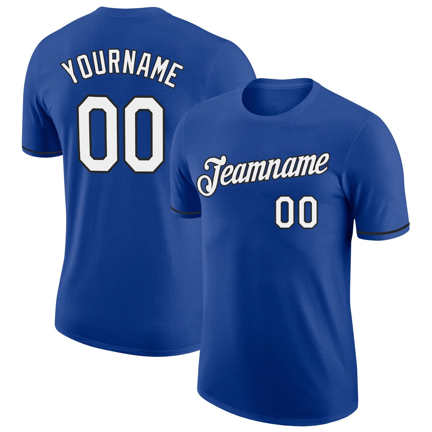 Custom Royal White-Black Performance T-Shirt - Main View
