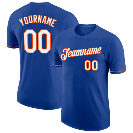 Custom Royal White-Orange Performance T-Shirt - Main View