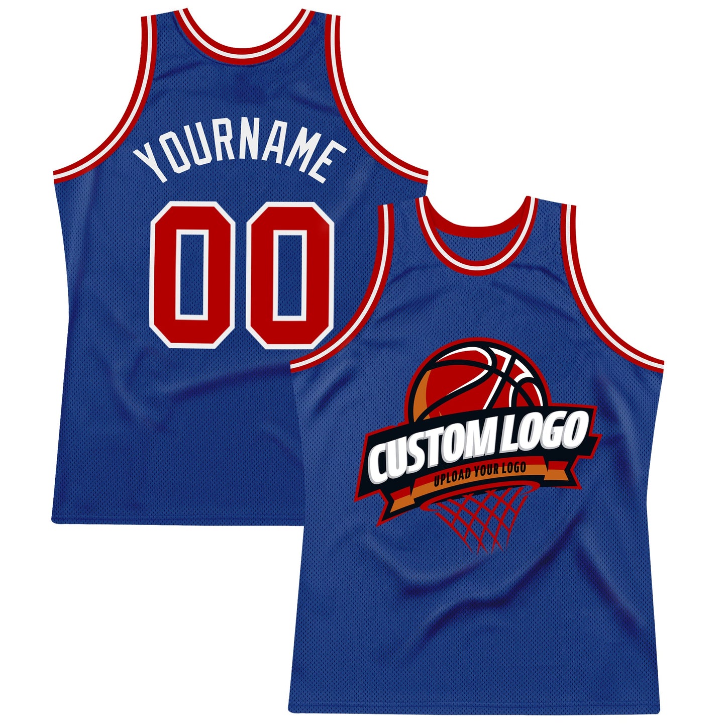 Custom Royal Red-White Authentic Throwback Basketball Jersey - Main View