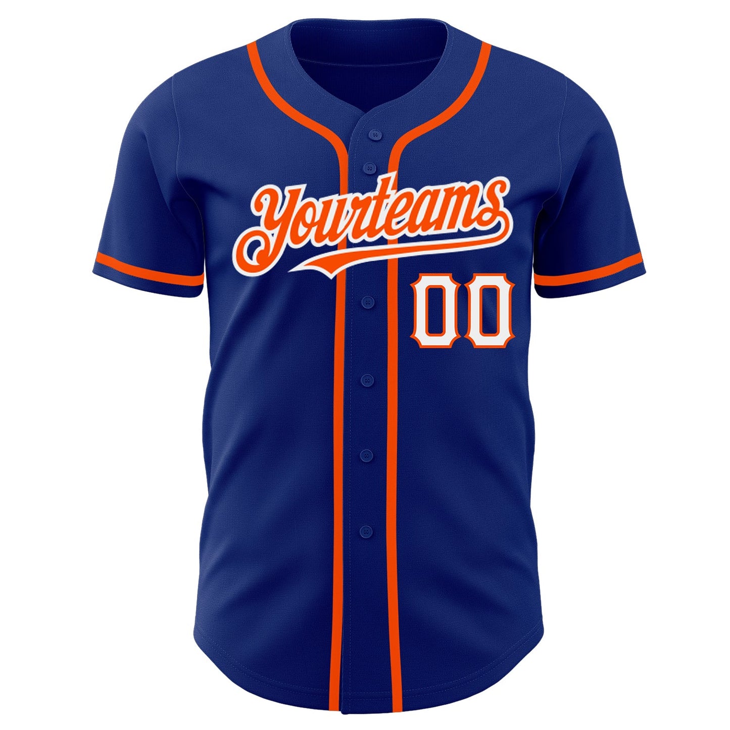 Custom Royal Orange-White Authentic Baseball Jersey view 2