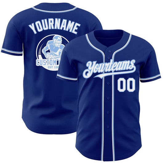 Custom Royal White-Light Blue Authentic Baseball Jersey - Main View
