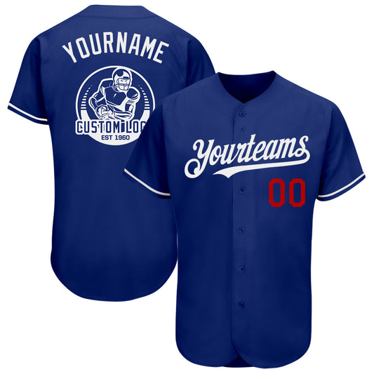 Custom Royal Red-White Authentic Baseball Jersey - Main View