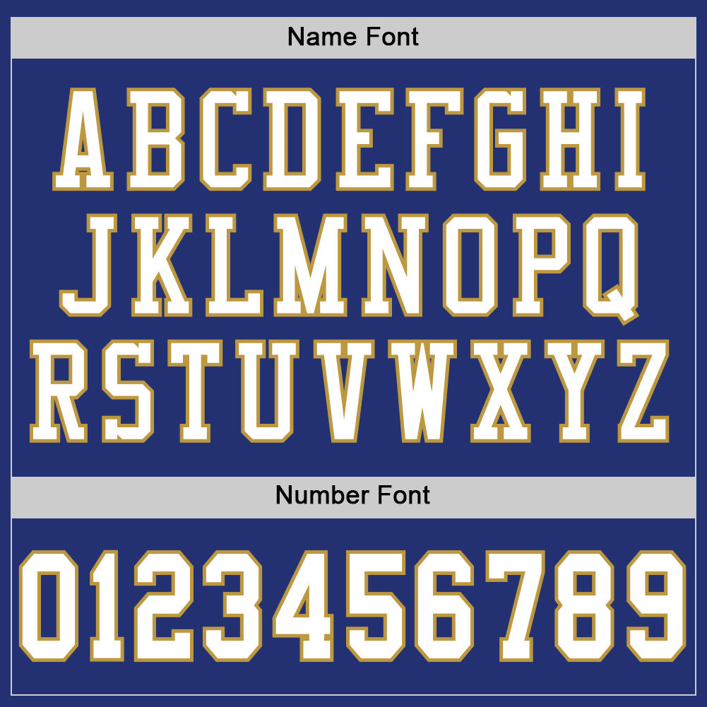 Custom Royal White-Old Gold Mesh Authentic Football Jersey view 4