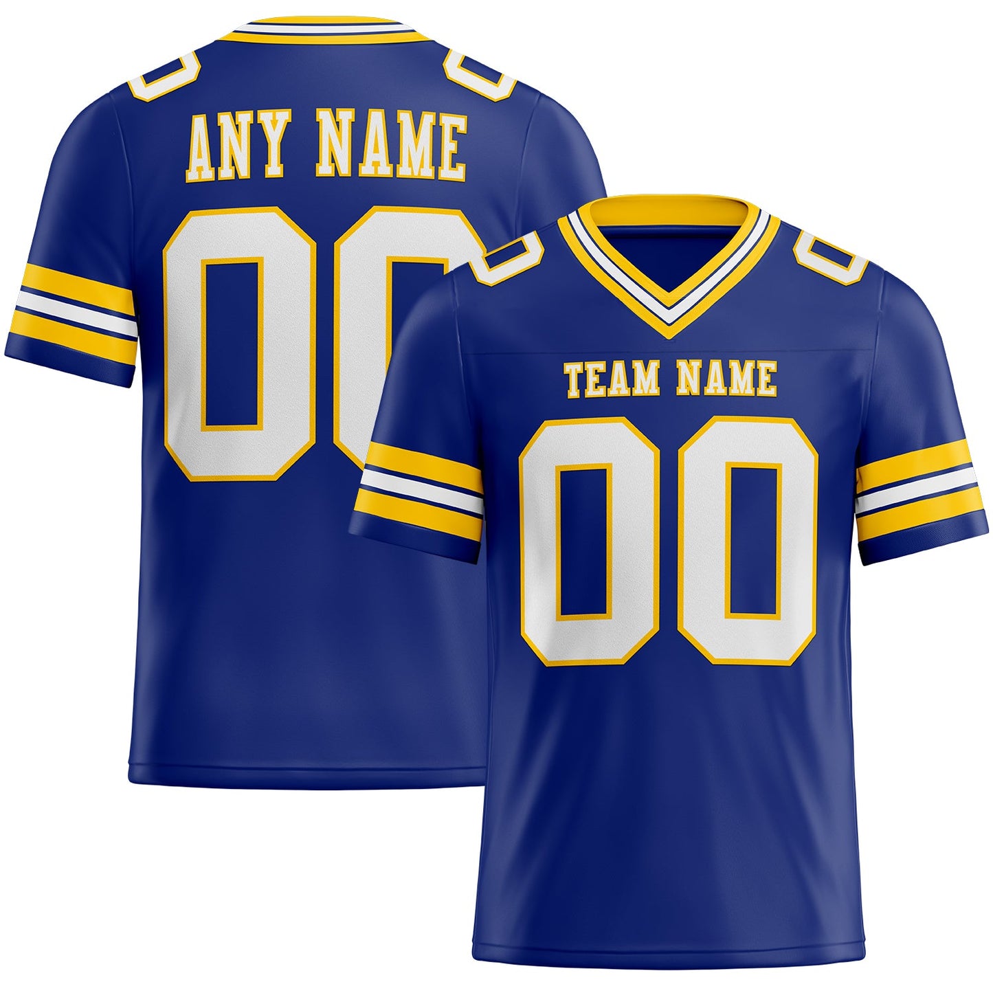 Custom Royal White-Yellow Authentic Football Jersey - Main View
