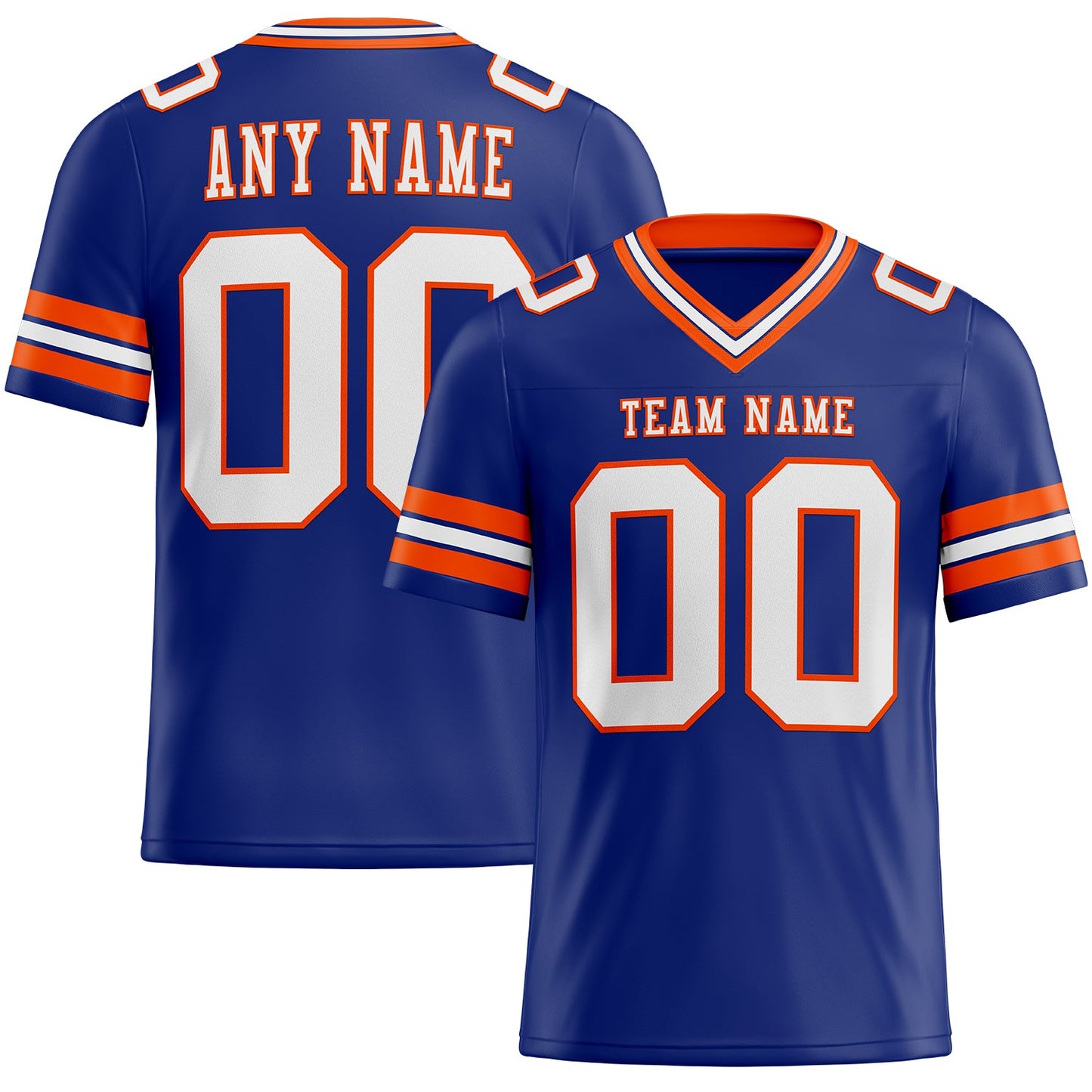 Custom Royal White-Orange Authentic Football Jersey - Main View