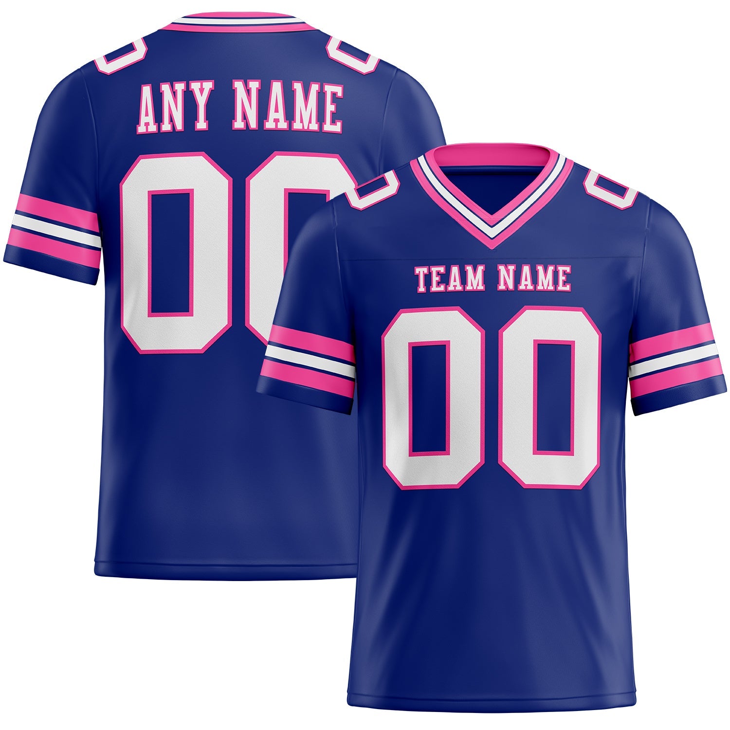 Custom Royal White-Pink Authentic Football Jersey - Main View
