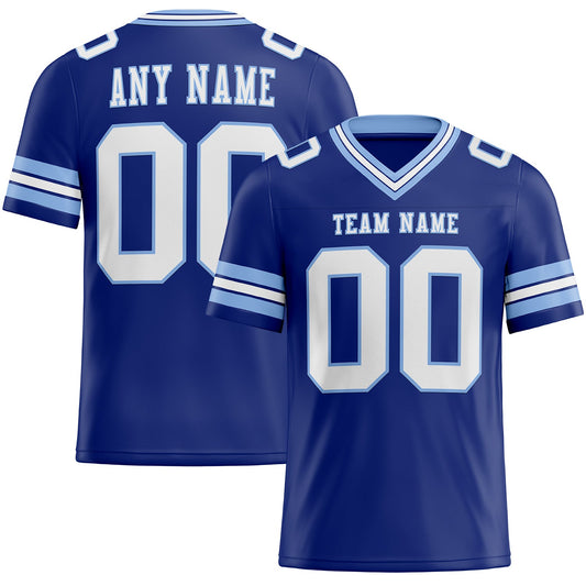 Custom Royal White-Light Blue Authentic Football Jersey - Main View