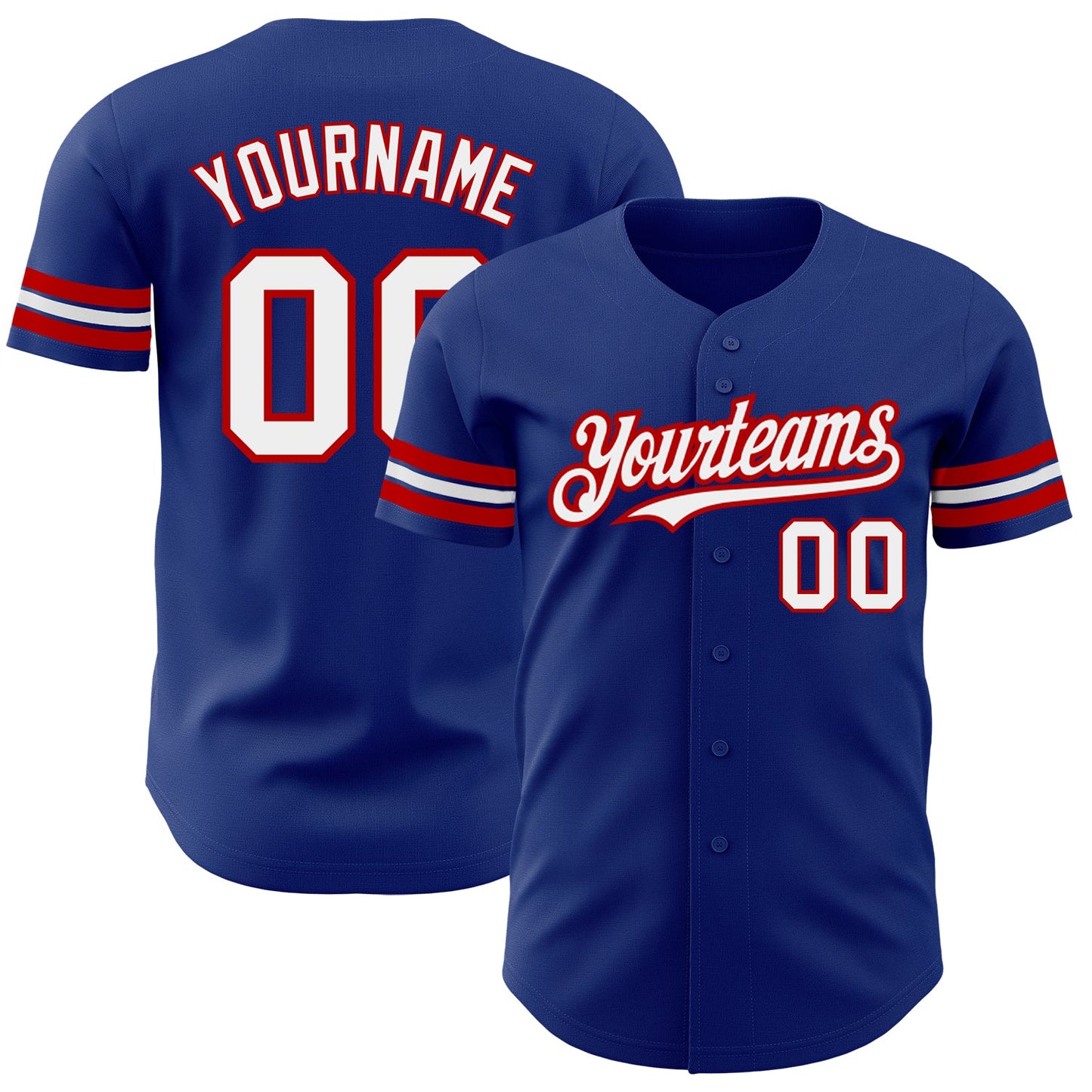 Custom Royal White-Red Authentic Baseball Jersey - Main View