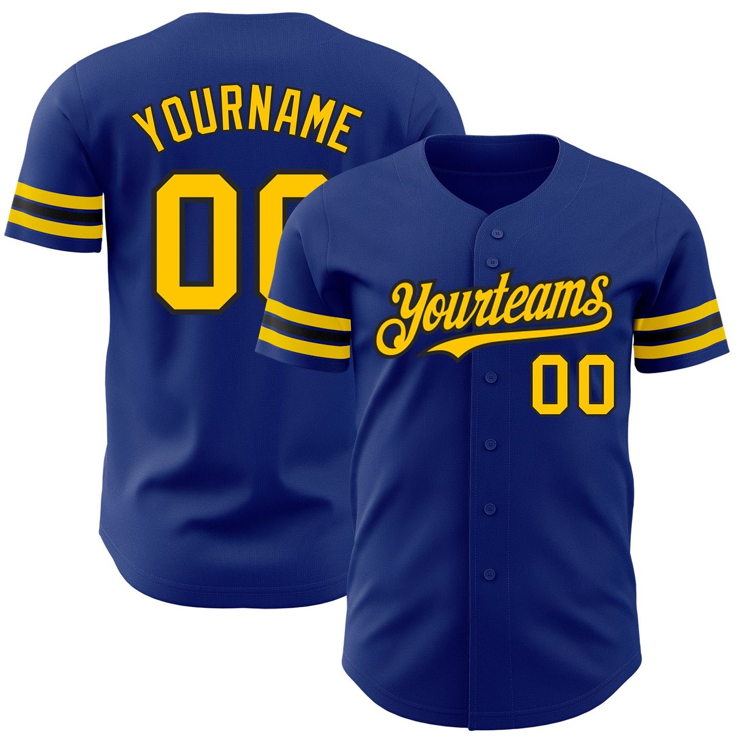 Custom Royal Yellow-Black Authentic Baseball Jersey - Main View