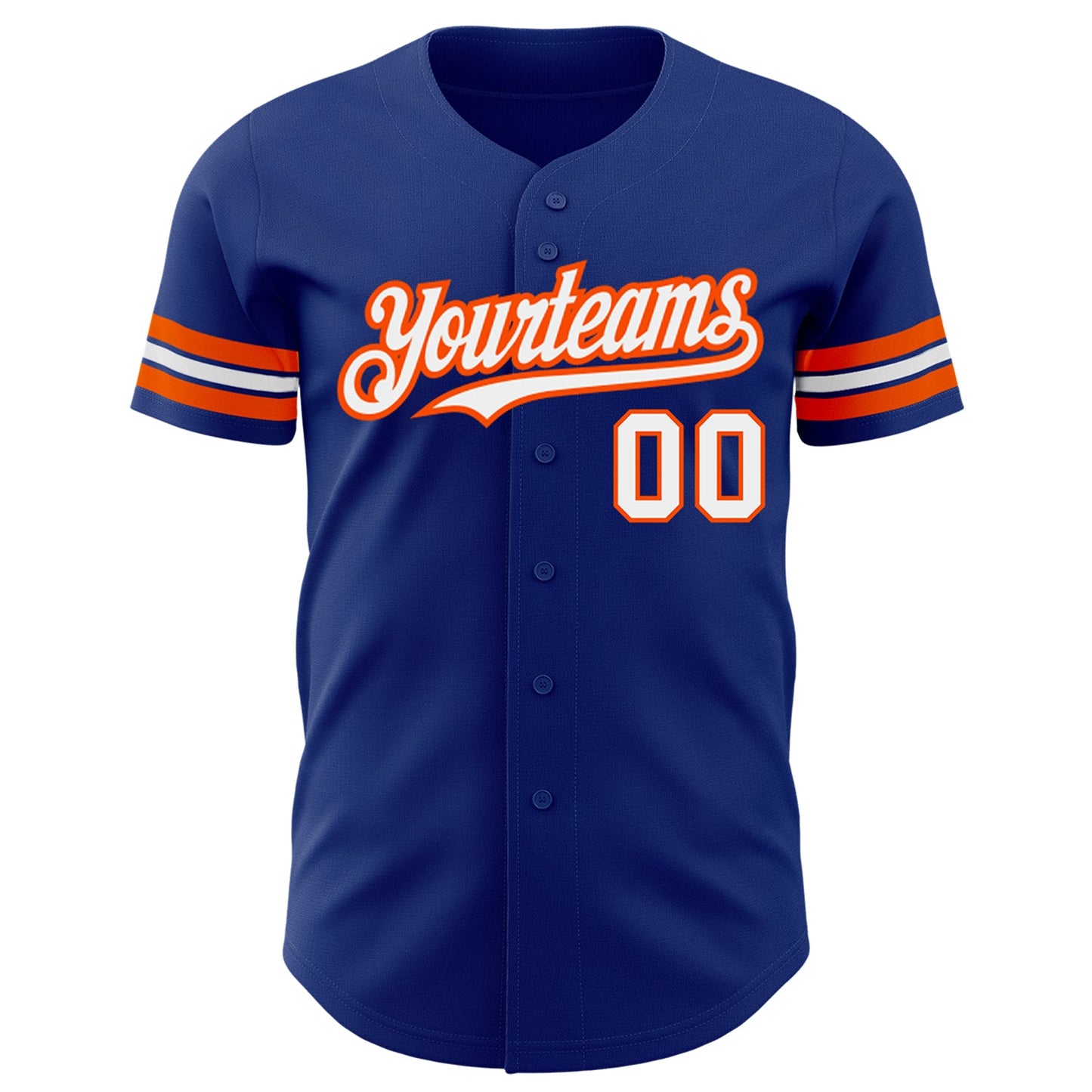 Custom Royal White-Orange Authentic Baseball Jersey view 2