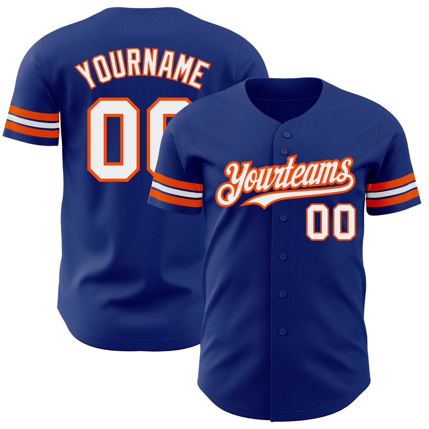 Custom Royal White-Orange Authentic Baseball Jersey - Main View