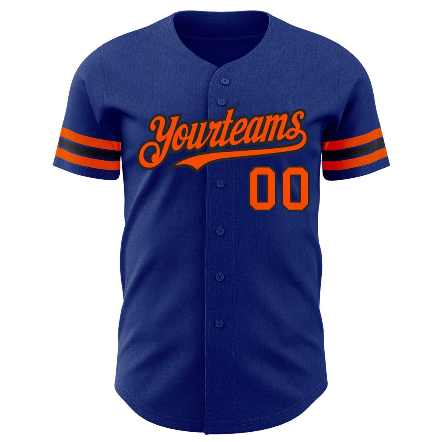 Custom Royal Orange-Black Authentic Baseball Jersey view 2