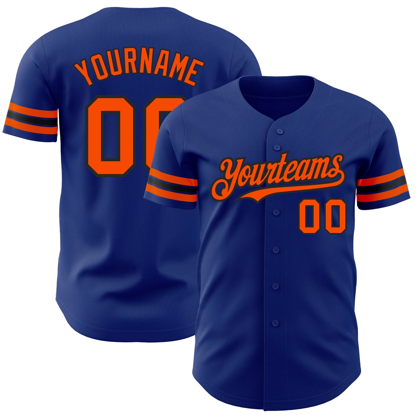 Custom Royal Orange-Black Authentic Baseball Jersey - Main View