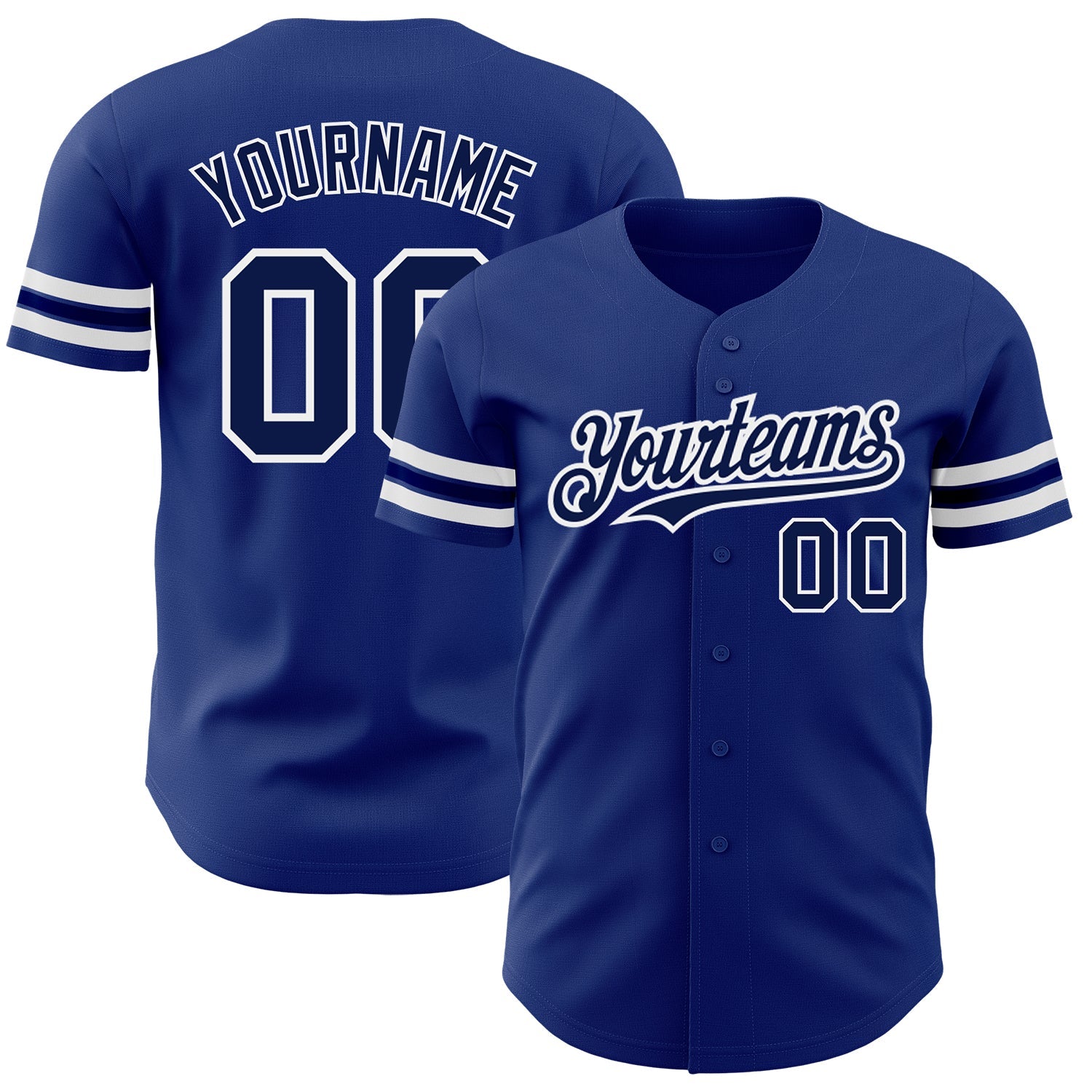 Custom Royal Navy-White Authentic Baseball Jersey - Main View