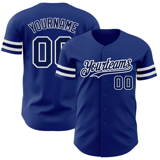 Custom Royal Navy-White Authentic Baseball Jersey - Main View
