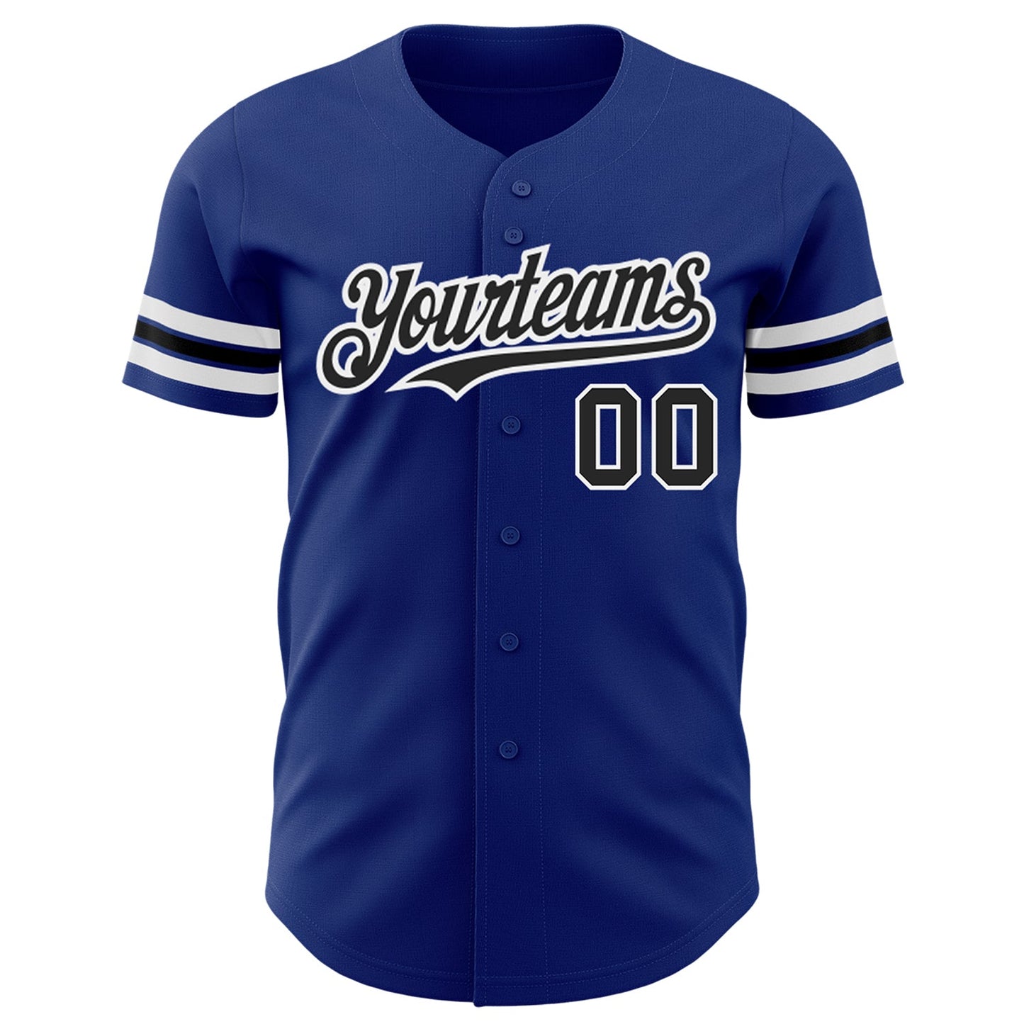 Custom Royal Black-White Authentic Baseball Jersey view 2