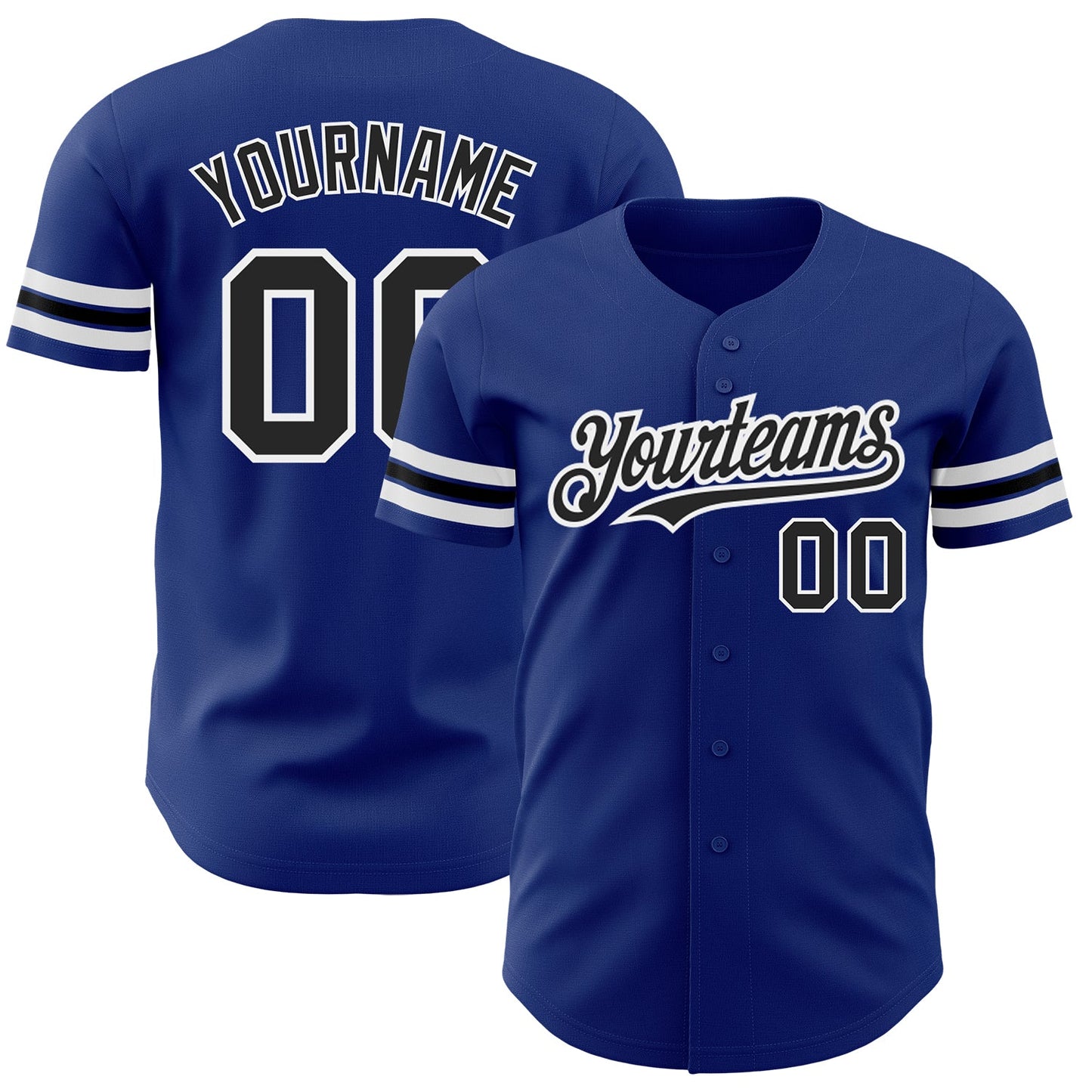 Custom Royal Black-White Authentic Baseball Jersey - Main View