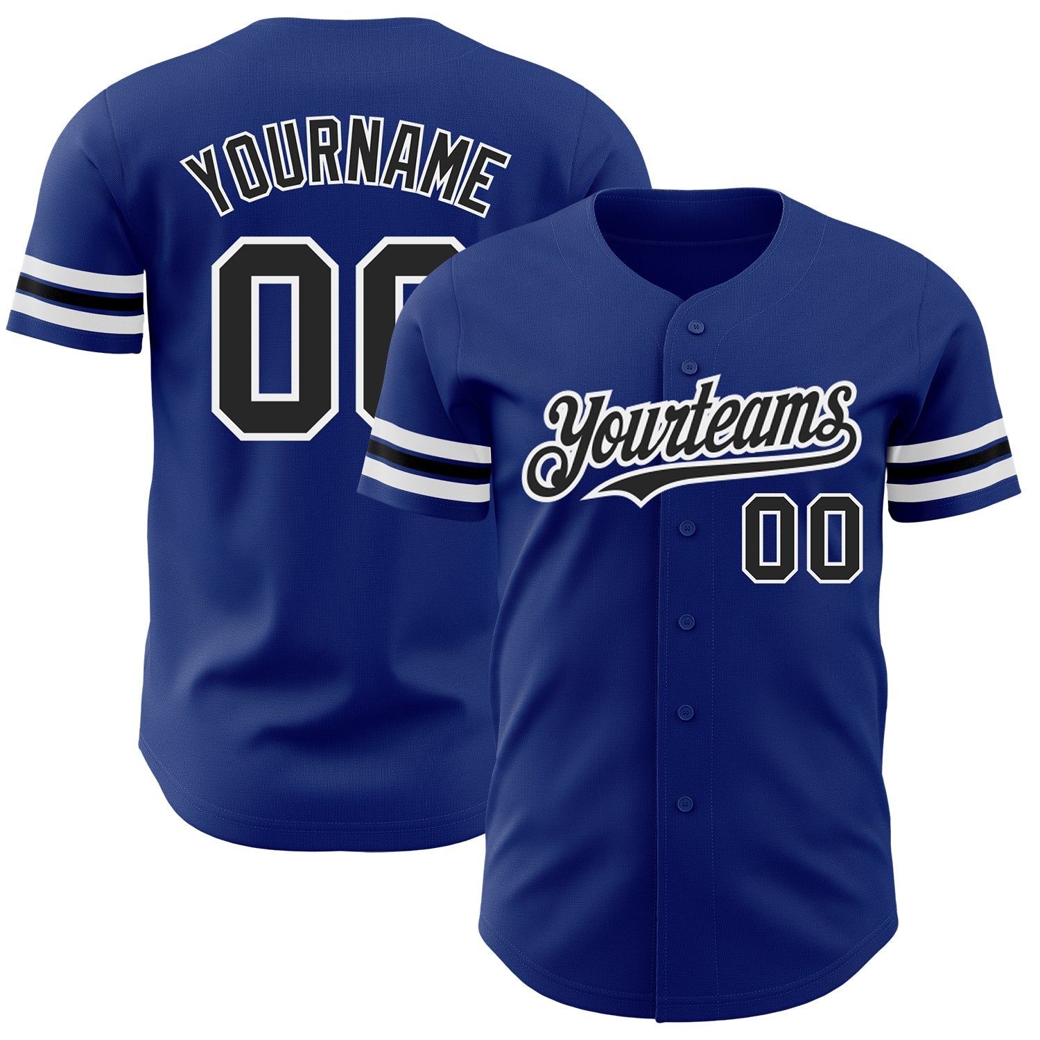 Custom Royal Black-White Authentic Baseball Jersey - Main View