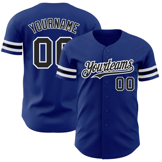 Custom Royal Black-White Authentic Baseball Jersey - Main View