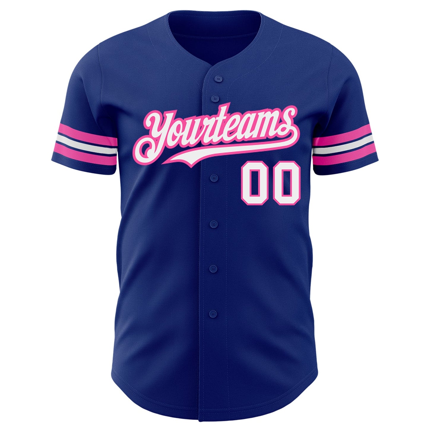 Custom Royal White-Pink Authentic Baseball Jersey view 2