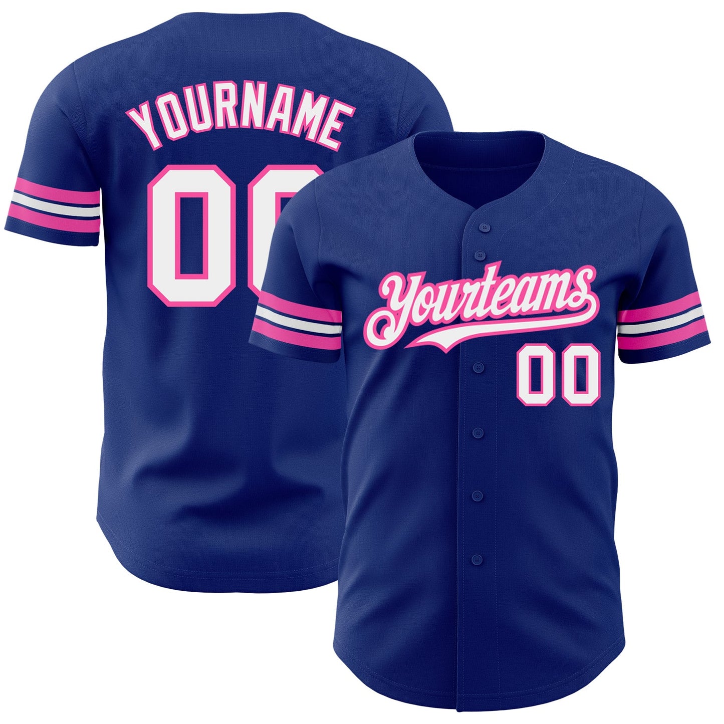 Custom Royal White-Pink Authentic Baseball Jersey - Main View