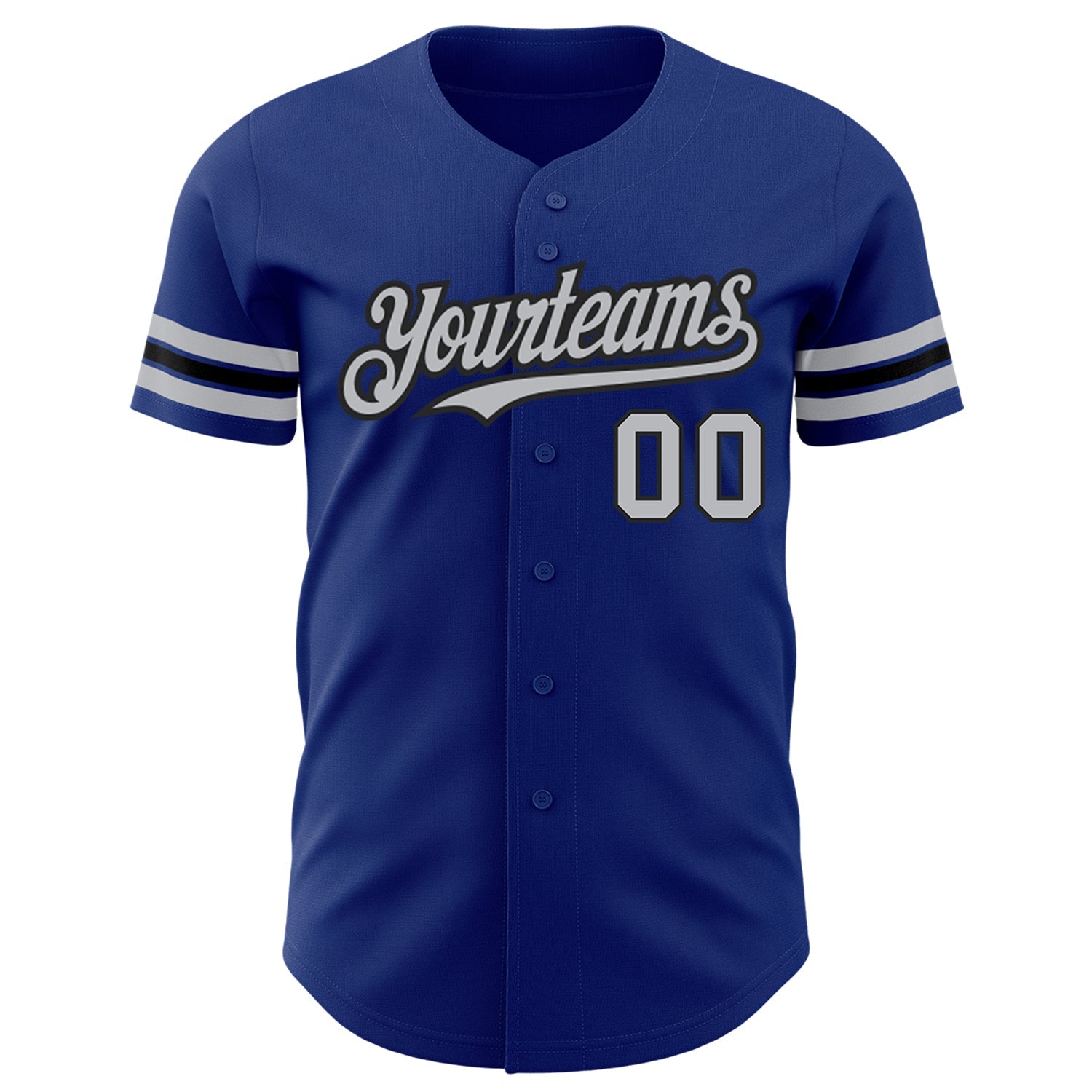 Custom Royal Gray-Black Authentic Baseball Jersey view 2
