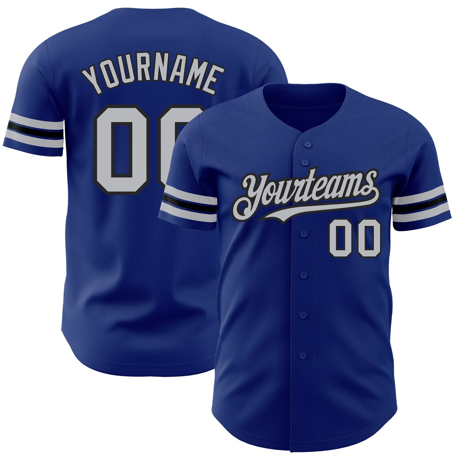 Custom Royal Gray-Black Authentic Baseball Jersey - Main View