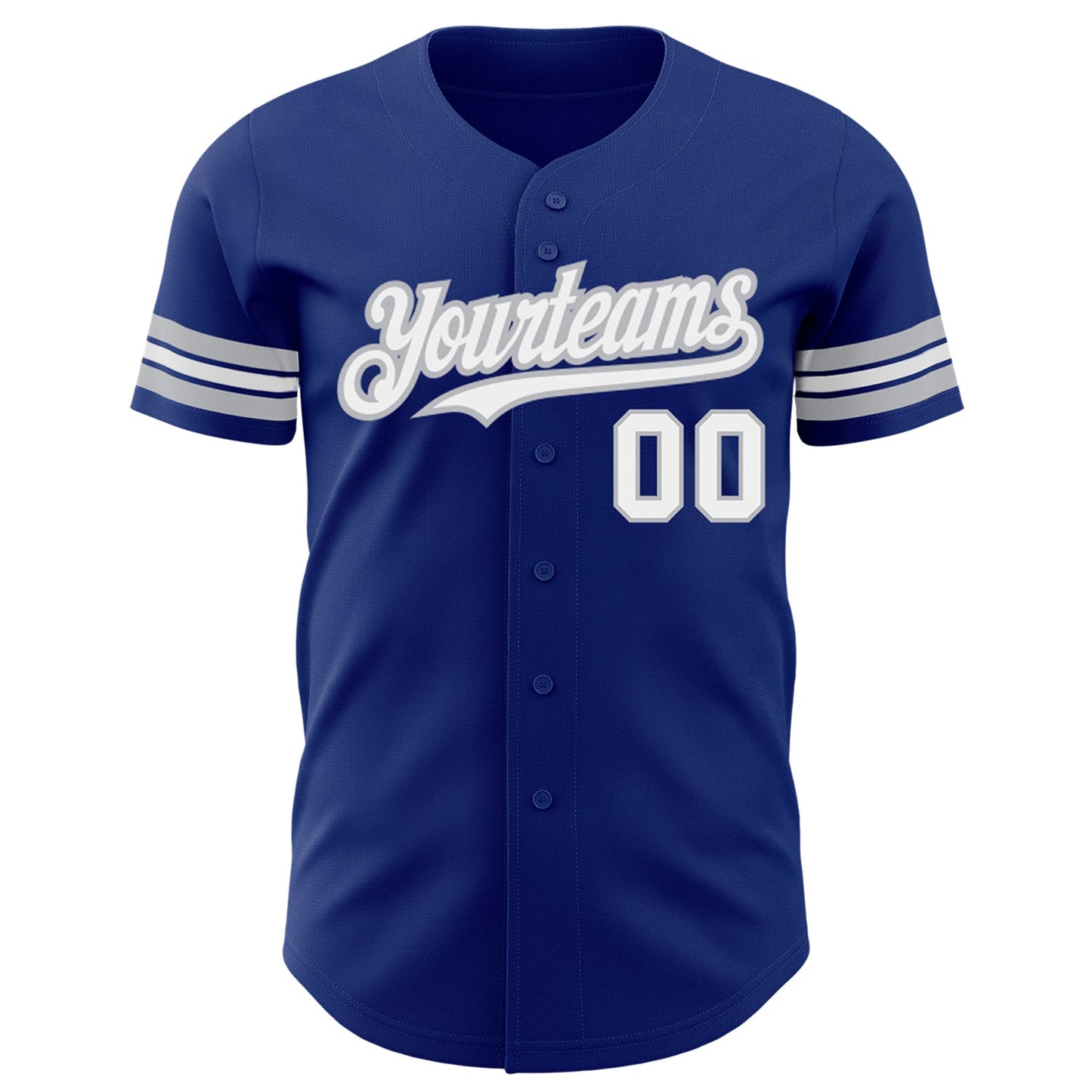 Custom Royal White-Gray Authentic Baseball Jersey view 2