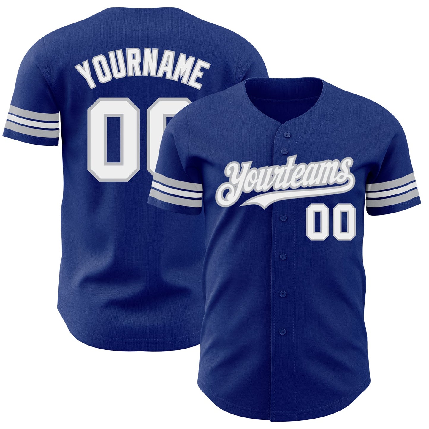 Custom Royal White-Gray Authentic Baseball Jersey - Main View