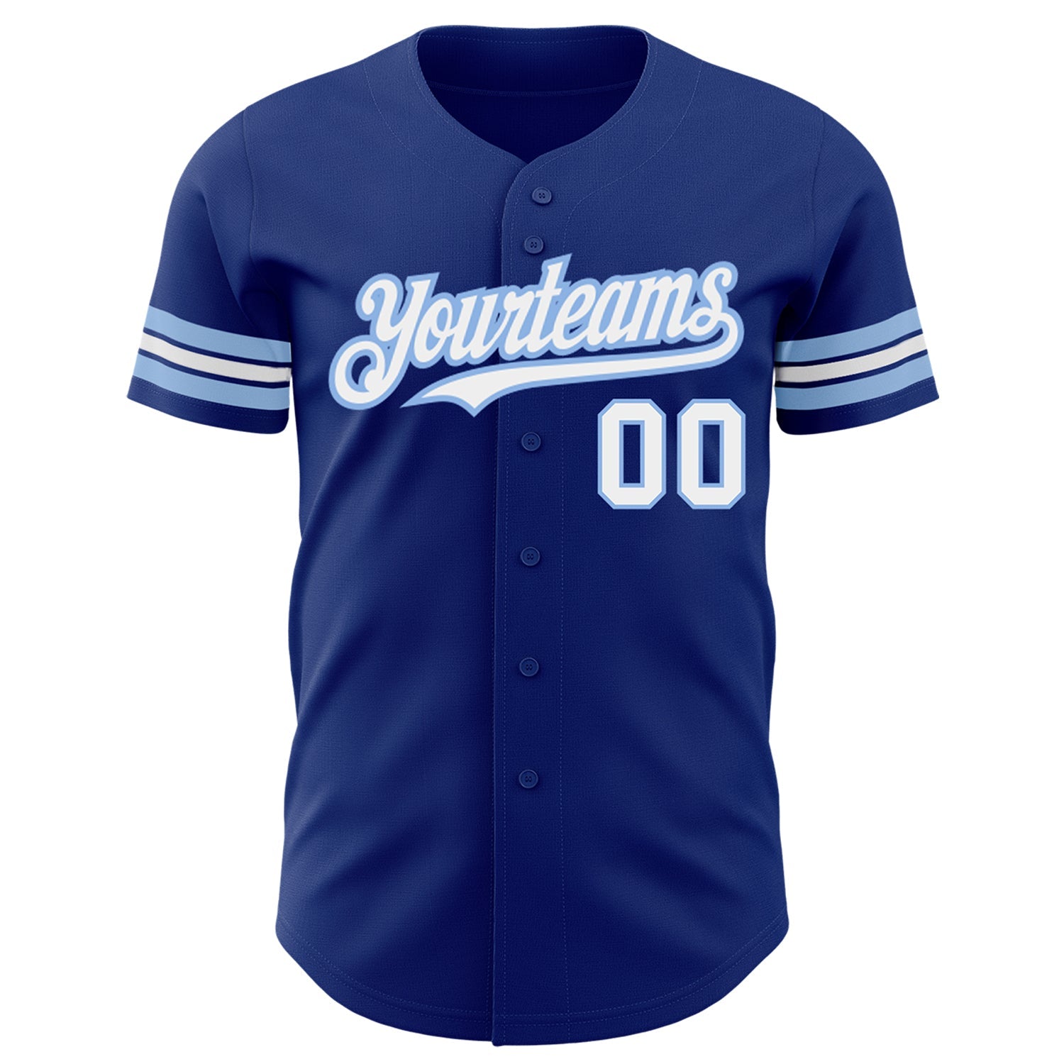 Custom Royal White-Light Blue Authentic Baseball Jersey view 2