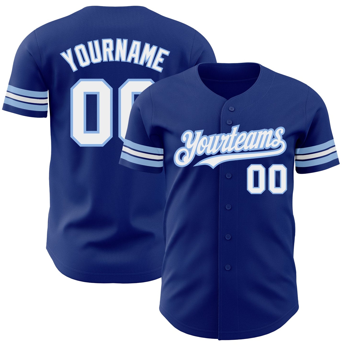Custom Royal White-Light Blue Authentic Baseball Jersey - Main View