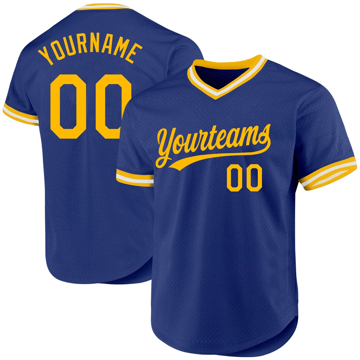 Custom Royal Gold-White Authentic Throwback Baseball Jersey - Main View