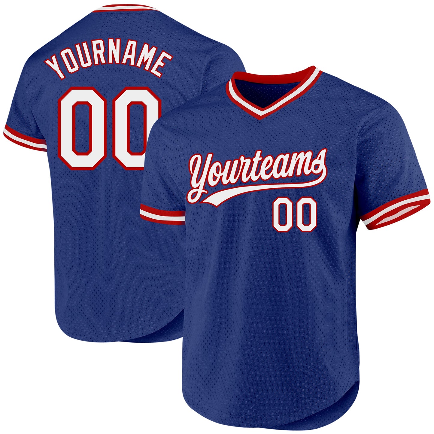 Custom Royal White-Red Authentic Throwback Baseball Jersey - Main View