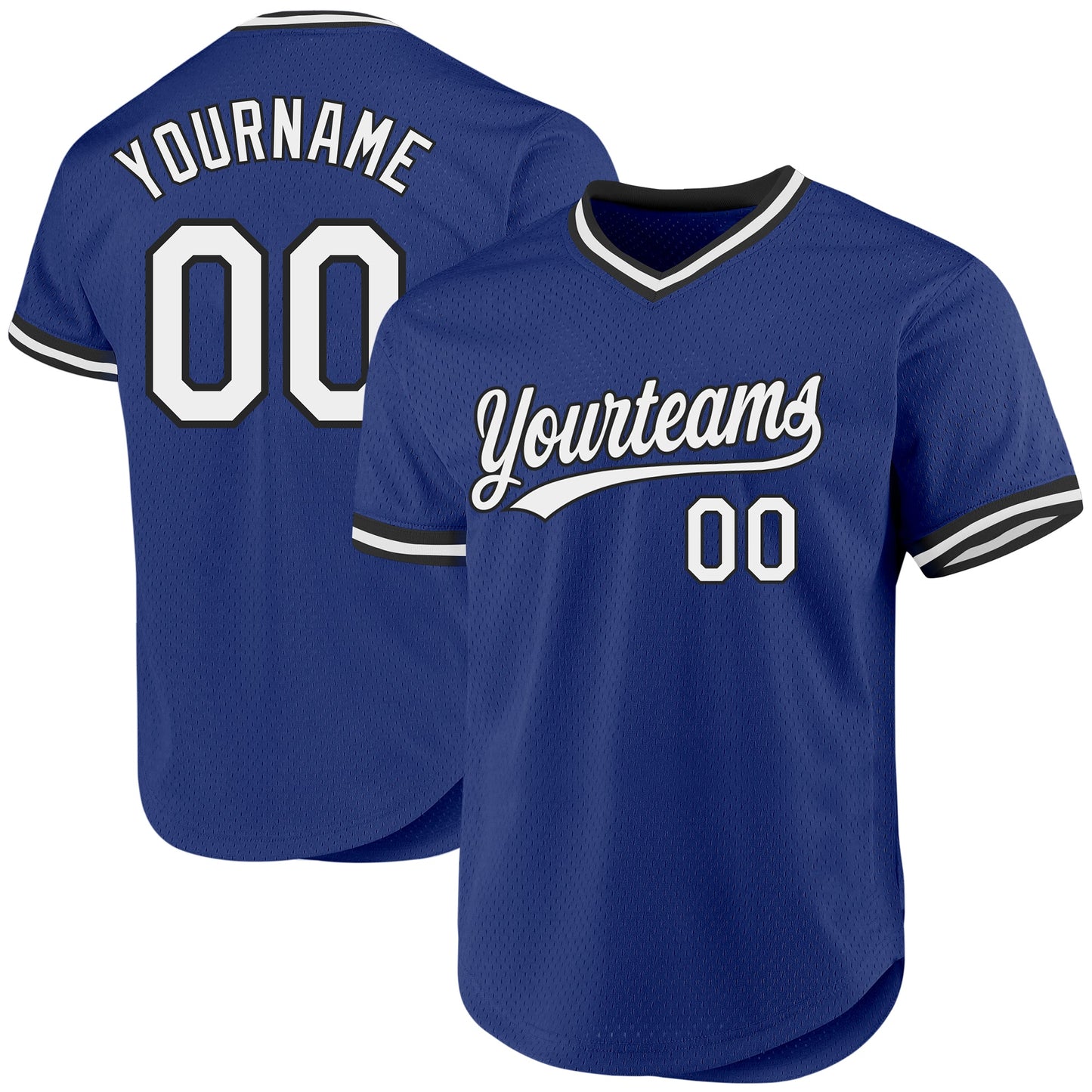 Custom Royal White-Black Authentic Throwback Baseball Jersey - Main View