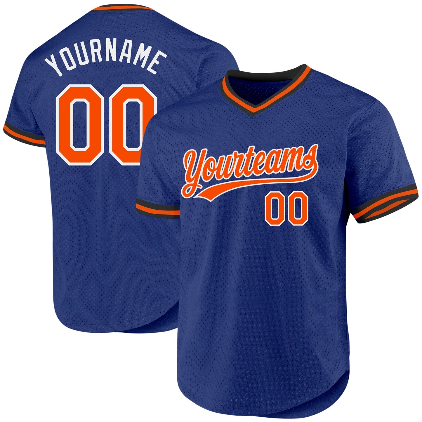 Custom Royal Orange-White Authentic Throwback Baseball Jersey - Main View