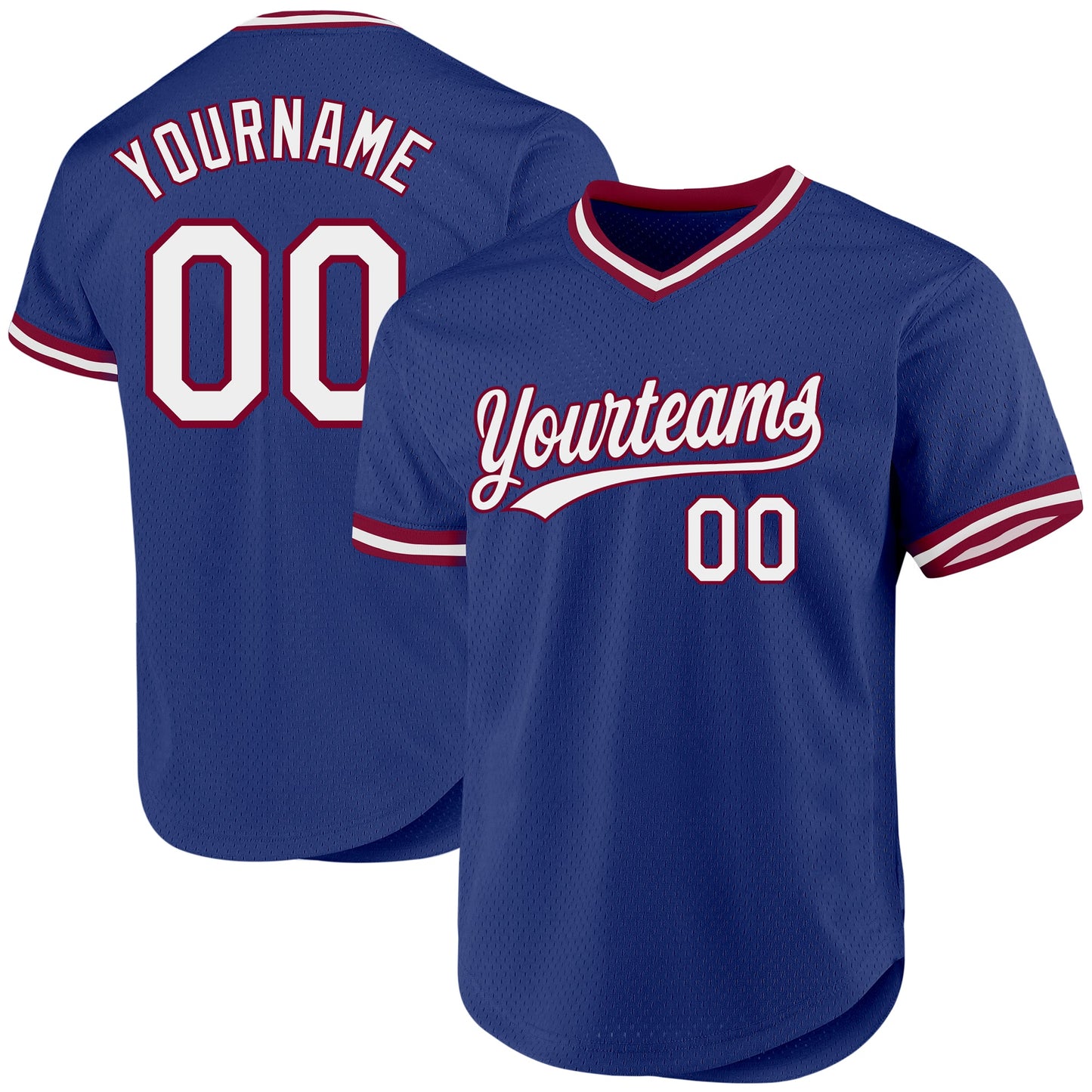 Custom Royal White-Maroon Authentic Throwback Baseball Jersey - Main View