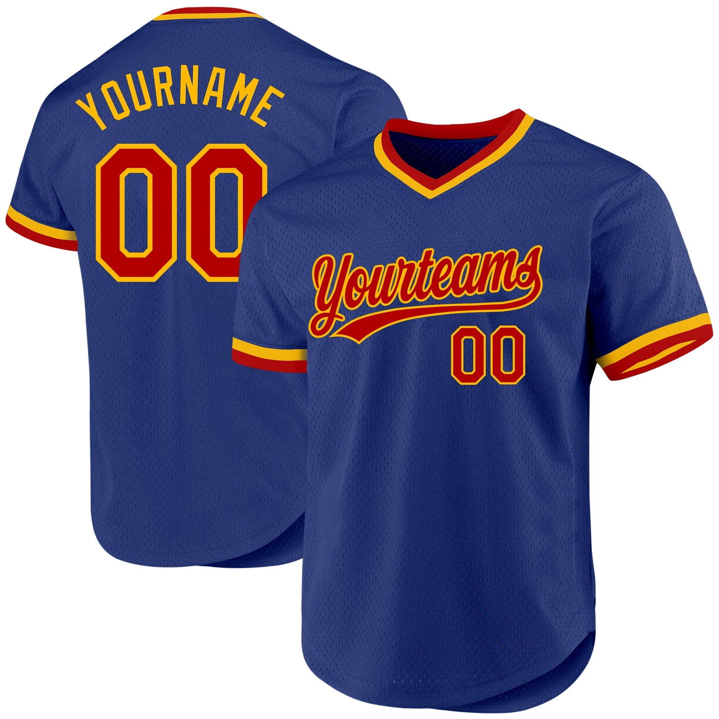 Custom Royal Red-Gold Authentic Throwback Baseball Jersey - Main View