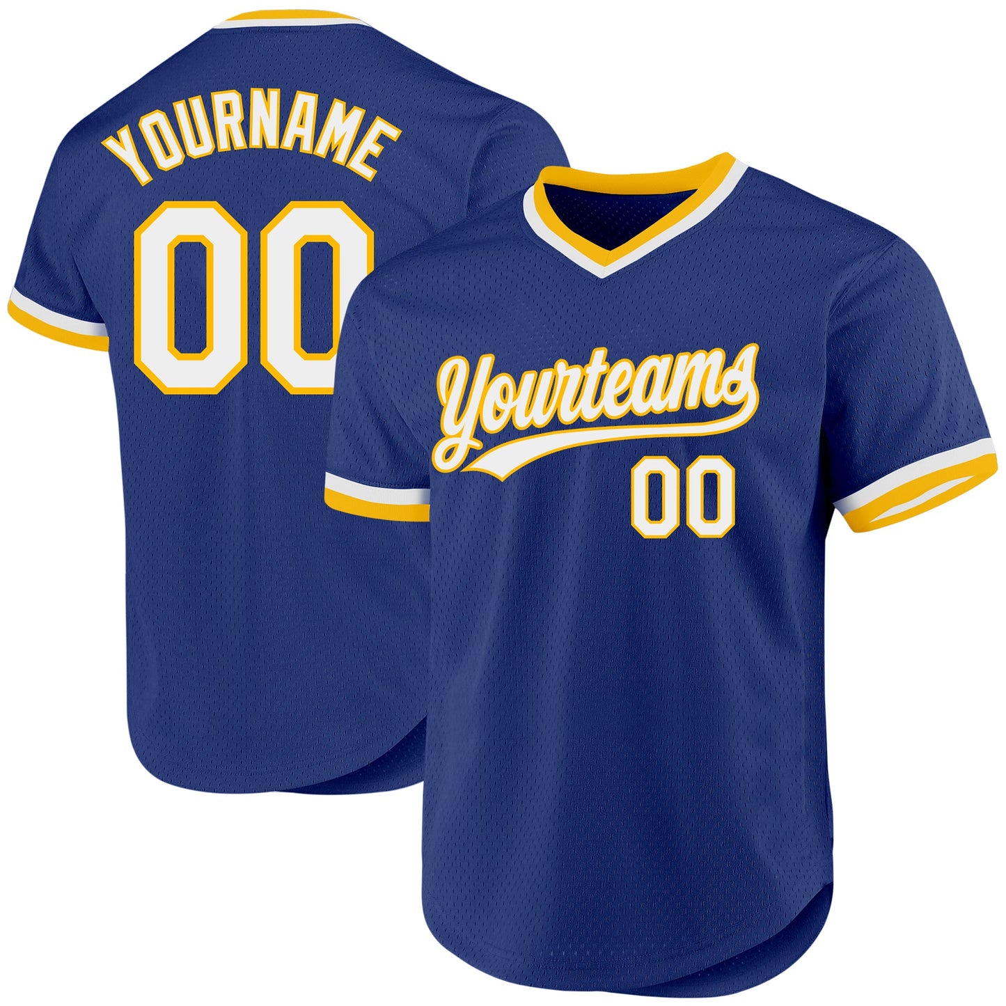 Custom Royal White-Gold Authentic Throwback Baseball Jersey - Main View