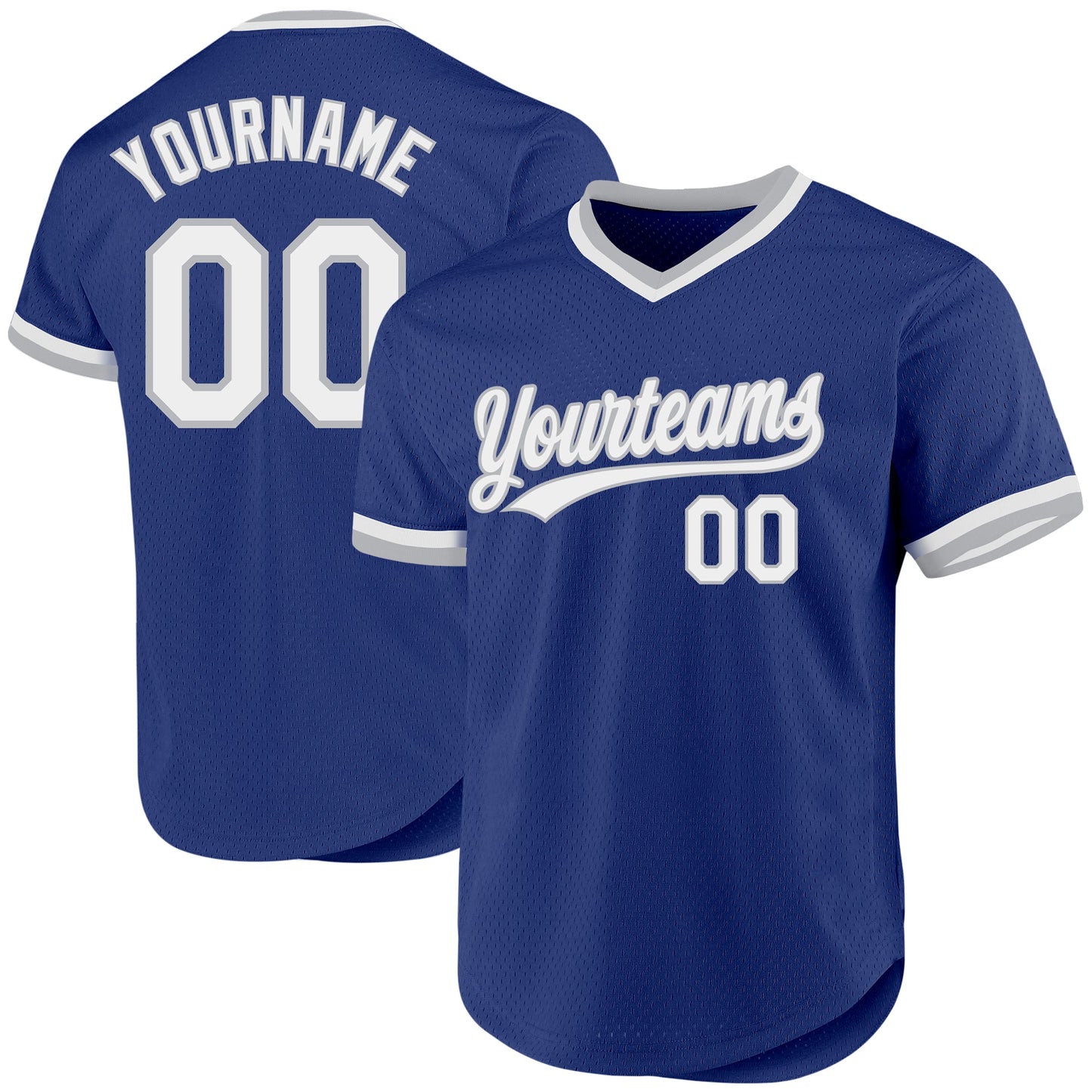 Custom Royal White-Gray Authentic Throwback Baseball Jersey - Main View